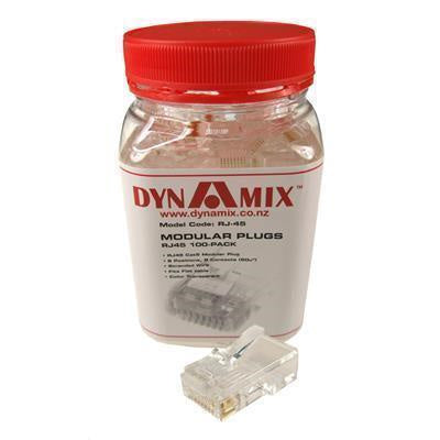 Dynamix RJ-45-JAR 100x RJ-45 8P8C Modular RJ45 Plug (Flat Stranded) - 50micron (Packaged in Jars of100pieces)