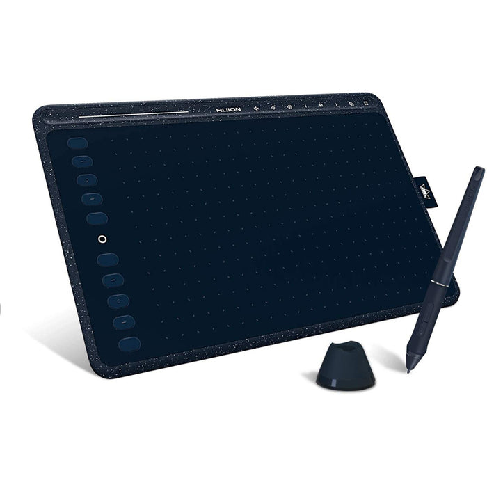 Huion HS611 Starry Blue Graphics Drawing Tablet Android Supported Pen Tilt Function Battery-Free Stylus 8192 Pen Pressure with 8 Multimedia Keys 10 Express Keys and Touch Strip