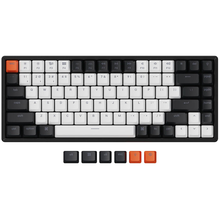 Keychron K2 (Version 2) 75% Wireless Mechanical Keyboard - RGB Backlight Hot-Swappable Gateron G Pro Blue Switches - 84 Key - Aluminum Frame