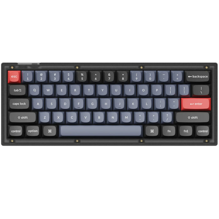 Keychron V4 ANSI 60% Layout 61 Key Frosted Black Full Assembled Hot-Swap Mechanical Wired Normal Profile QMK Custom Keyboard - Keychron K Pro Red Switch - RGB Backlight