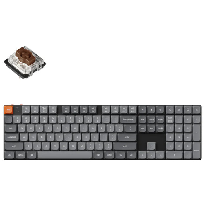 Keychron K5M-B3 K5 MAX Custom Mechanical Keyboard Gateron Brown Switch - Wireless / Wired / 2.4GHz - Low Profile - QMK - ANSI Full Size Layout - 104 Key - Full Assembled - RGB - Low Profile