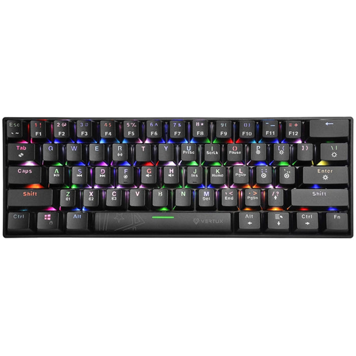 Vertux VertuPro RGB Mechanical Gaming Keyboard Bluetooth - 100% Anti-Ghosting - Blue Mechanical Keys - USB-C Chargeable - Built-in 2000mAh Battery