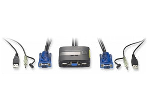 2-Port USB KVM Switch With Audio and Built-in Cables