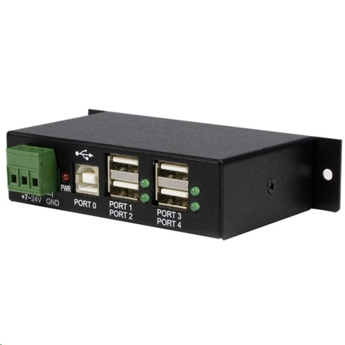 StarTech.com ST4200USBM 4-Port USB 2.0 Hub - Metal Industrial USB-A Hub - Din Rail Wall or Desk Mountable USB Data Hub - TAA Compliant USB Expander Hub
