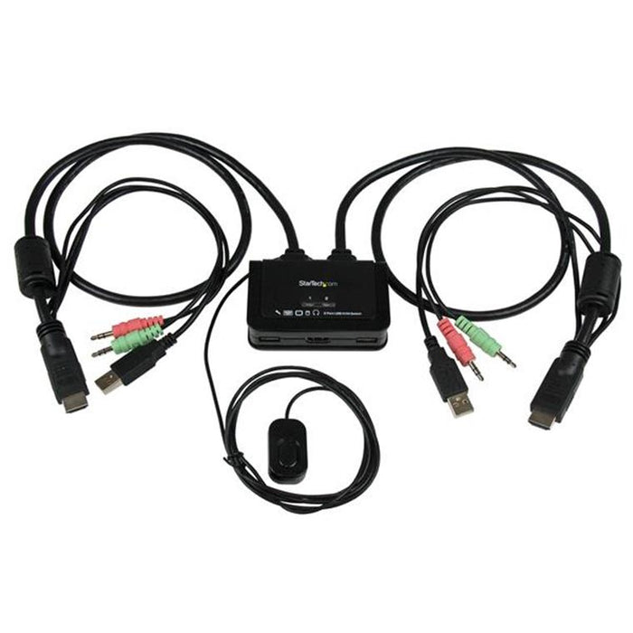 StarTech SV211HDUA 2 Port USB HDMI Cable KVM Switch with Audio and Remote Switch  USB Powered