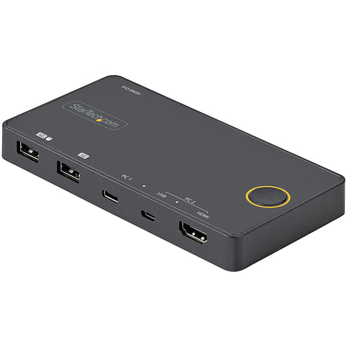 StarTech SV221HUC4K 2 Port Hybrid USB-A + HDMI & USB-C KVM Switch Single 4K 60Hz HDMI 2.0 Monitor - Compact Desktop and/or Laptop HDMI KVM Switch - USB Bus Powered - Thunderbolt 3 Compatible