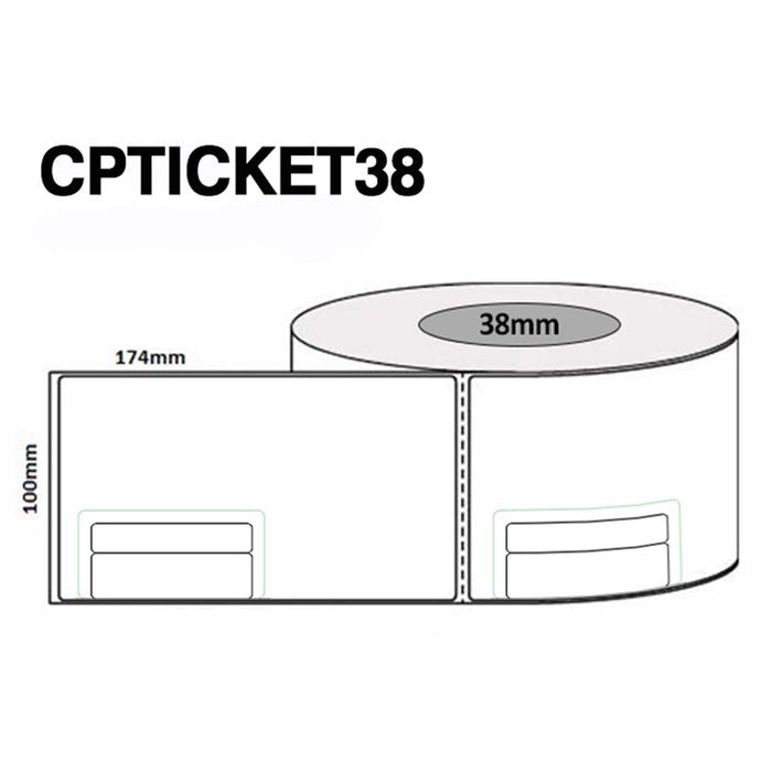 Peacock Bros CPTICKET38 Direct Thermal Courier Labels 100mm x174mm - 330 labels per roll on a 38mm core outside wound (Courier Post and similar) Courier Post Label