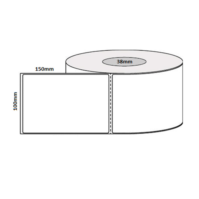 Peacock Bros LDT100x150-38/400 Blank 100 x 150mm labels. 400 labels per roll. 38mm core