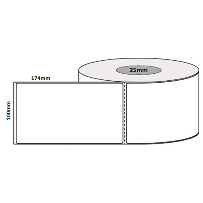 Peacock Bros CPL25 400/roll CourierPost Label. 100 x 174mm. 25mm core. 400 Labels per roll. Courier Post/ParcelPort Label - No Internal Cuts Self-adhesive Permanent