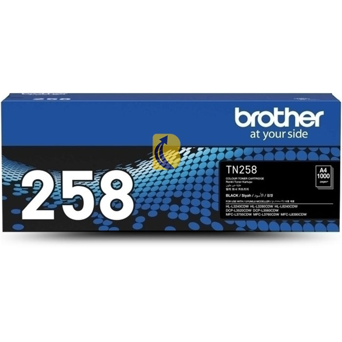 Brother TN258BK Toner Black Yield 1000 pages for Brother MFCL3755CDWHLL3240CDWDCPL3560CDWHLL8240CDWMFCL3760CDW MFCL8390CDW Printer