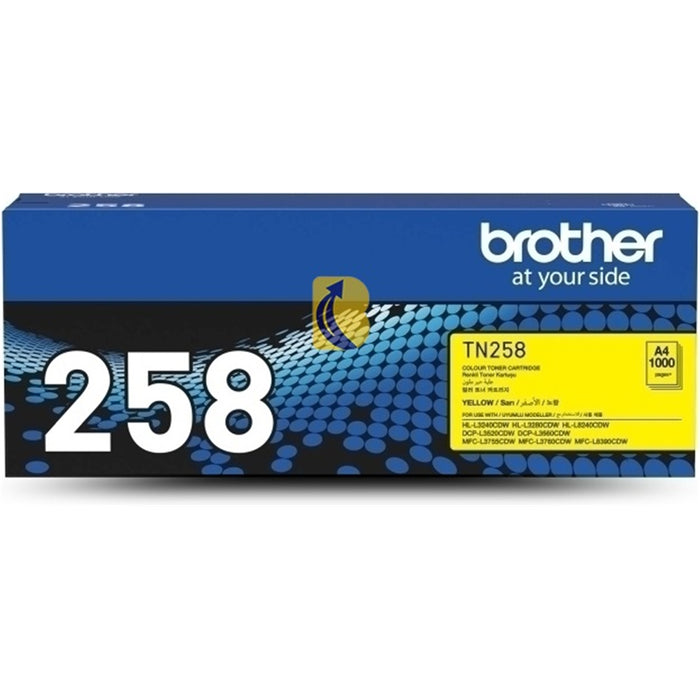 Brother TN258Y Toner Yellow Yield 1000 pages for Brother MFCL3755CDWHLL3240CDWDCPL3560CDWHLL8240CDWMFCL3760CDW MFCL8390CDW Printer