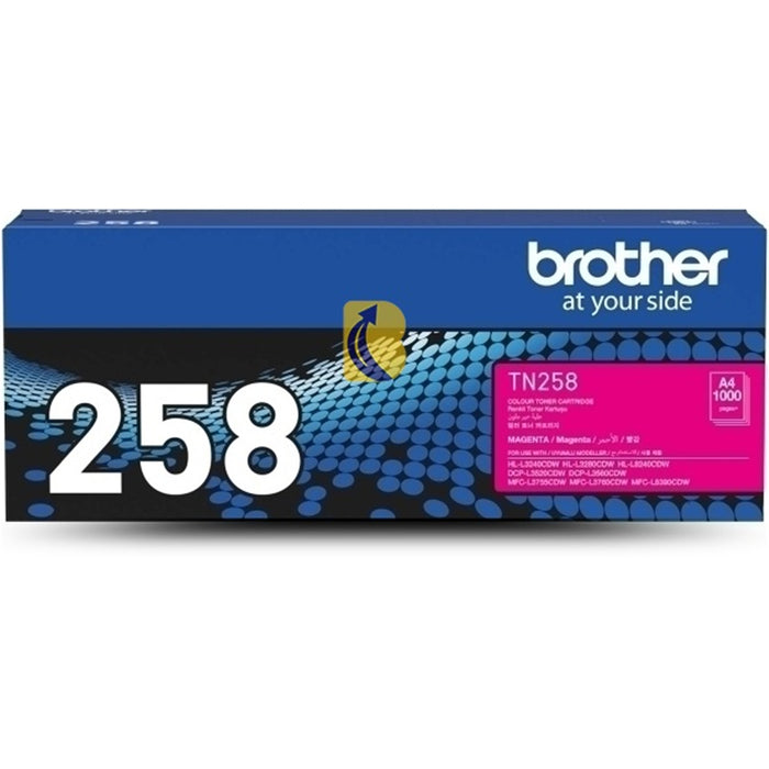 Brother TN258M Toner Magenta Yield 1000 pages for Brother MFCL3755CDWHLL3240CDWDCPL3560CDWHLL8240CDWMFCL3760CDW MFCL8390CDW Printer