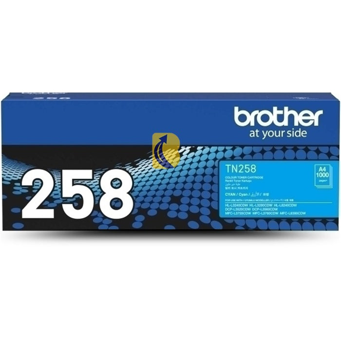 Brother TN258C Toner Cyan Yield 1000 pages for Brother MFCL3755CDWHLL3240CDWDCPL3560CDWHLL8240CDWMFCL3760CDW MFCL8390CDW Printer