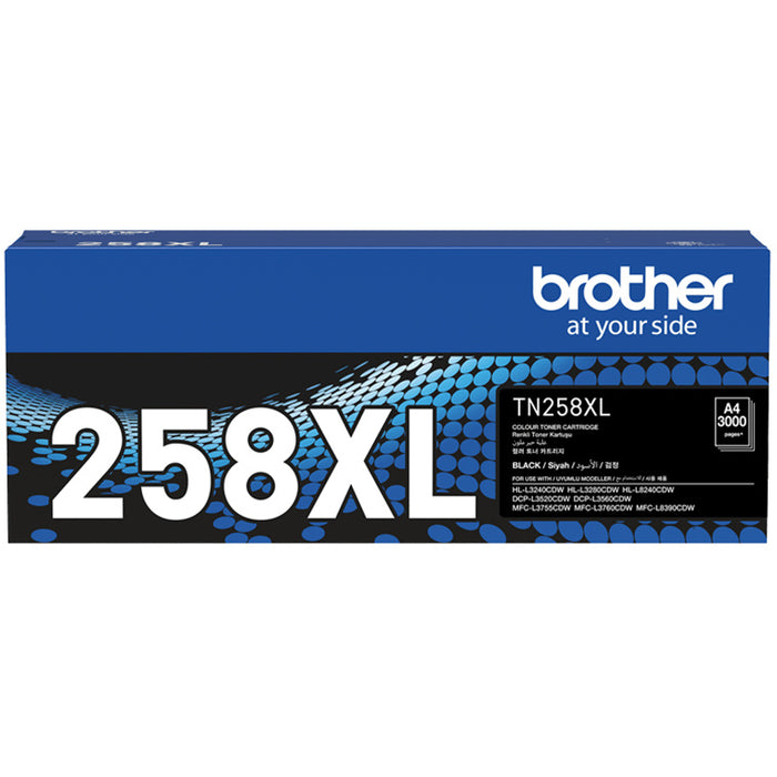 Brother TN258XLBK Toner Black High Yield 3000 pages for Brother MFCL3755CDW HLL3240CDW DCPL3560CDW HLL8240CDW MFCL3760CDW MFCL8390CDW Printer