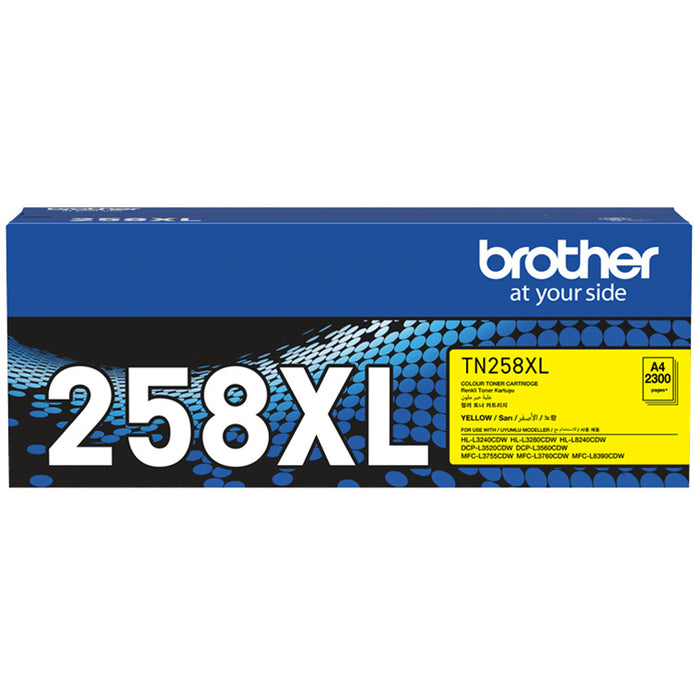 Brother TN258XLY Toner Yellow Yield 2300 pages for Brother MFCL3755CDW HLL3240CDW DCPL3560CDW HLL8240CDW MFCL3760CDW MFCL8390CDW Printer