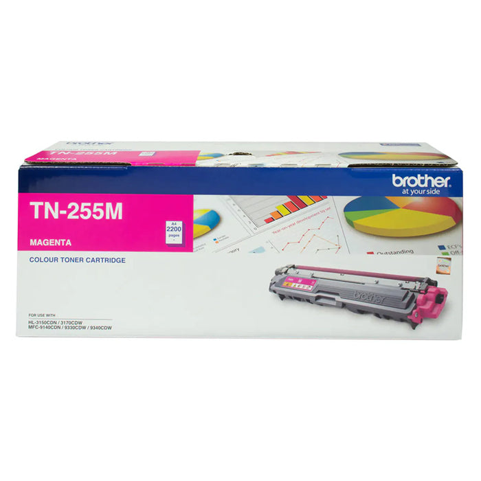 Brother TN255M Toner Magenta Yield 2200 pages for Brother HL3150CDN HL3170CDW MFC9140CDN MFC9340CDW Printer