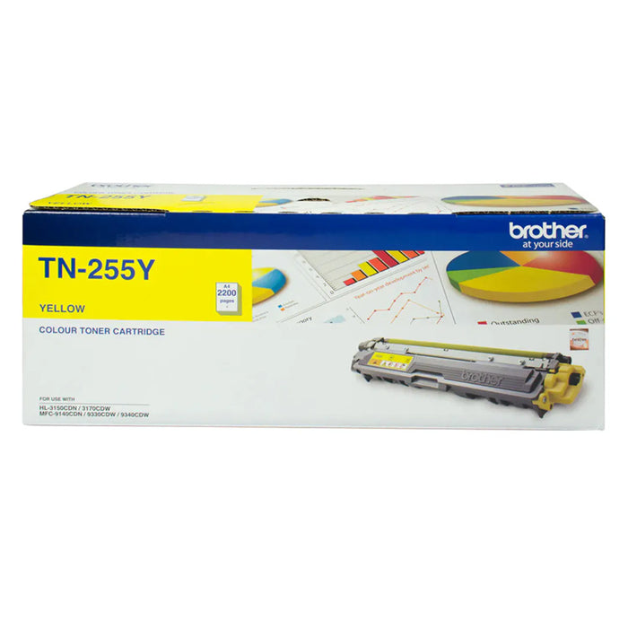 Brother TN255Y Toner Yellow Yield 2200 pages for Brother HL3150CDN HL3170CDW MFC9140CDN MFC9340CDW Printer