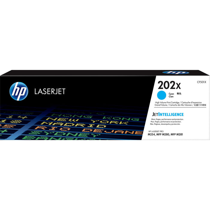 HP 202X Toner - Cyan - High Yield 2500  pages for HP Colour LaserJet Pro M254dw M254nw MFP M280nw MFP M281fdn MFP M281fdw Printer