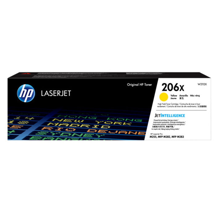 HP 206X Toner Yellow Yield 2450 pages for HP Colour LaserJet Pro MFP M282nw MFP M283fdnMFP M283fdw Printer