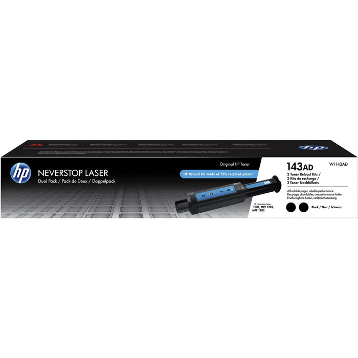 HP 143AD Neverstop Toner Reload Kit 2Pack for HP Neverstop Laser 1001nw MFP 1202nw Printer