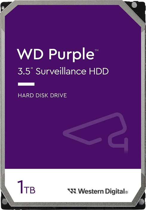 WESTERN DIGITAL 1TB Purple 3.5" Surveillance Internal HDD SATA3 64MB Cache, 24x7 Always on. Up to 64 Cameras Per Drive. Tarnish Resistant Components. 3YR Warranty Designed for Personal, HO or SMB