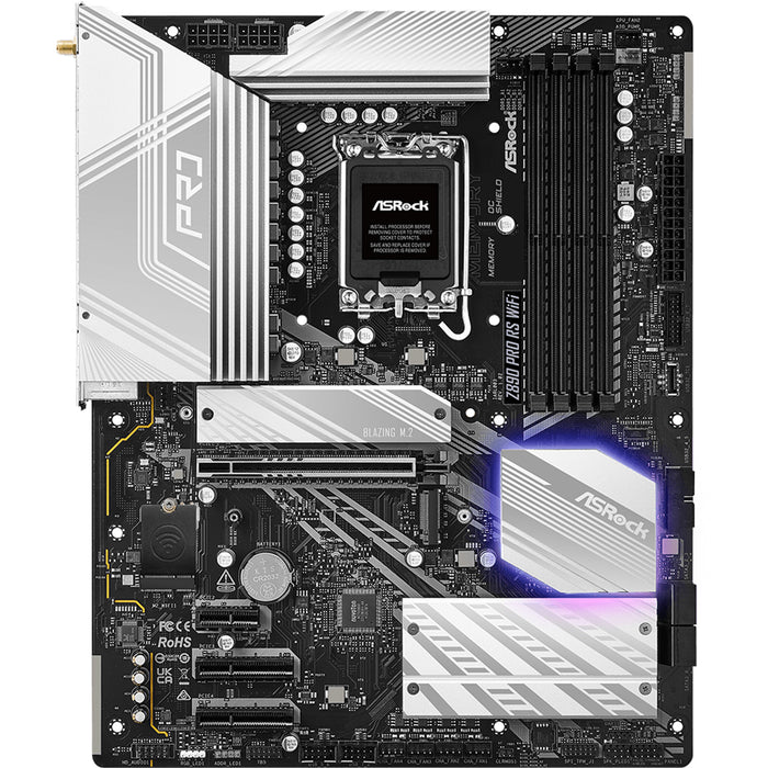 ASRock Z890 Pro RS WiFi ATX Motherboard For Intel 15th GEN PCIe 5.0 4x DDR5 4x M.2 2x Internal USB2.0 Header 2x Internal USB3.2 Header 1x Internal Tpye C Header