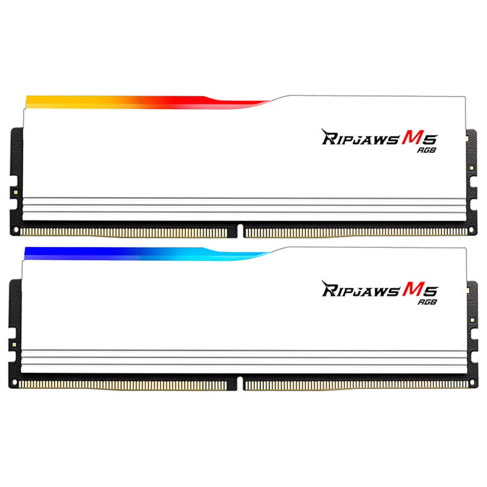 G.SKILL Ripjaws M5 RGB for Intel XMP 64GB 6000Mhz DDR5 Desktop RAM Kit - White 2x 32GB - 6000Mhz - CL30 - 1.4V - 30-40-40-96 - F5-6000J3040G32GX2-RM5RW