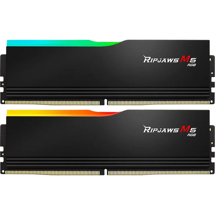 G.SKILL Ripjaws M5 RGB for Intel XMP / AMD EXPO 32GB 6000Mhz DDR5 Desktop RAM Kit - Black 2x 16GB - 6000Mhz - CL36 - 1.35V - 36-36-36-96 - F5-6000J3636F16GX2-RM5RK