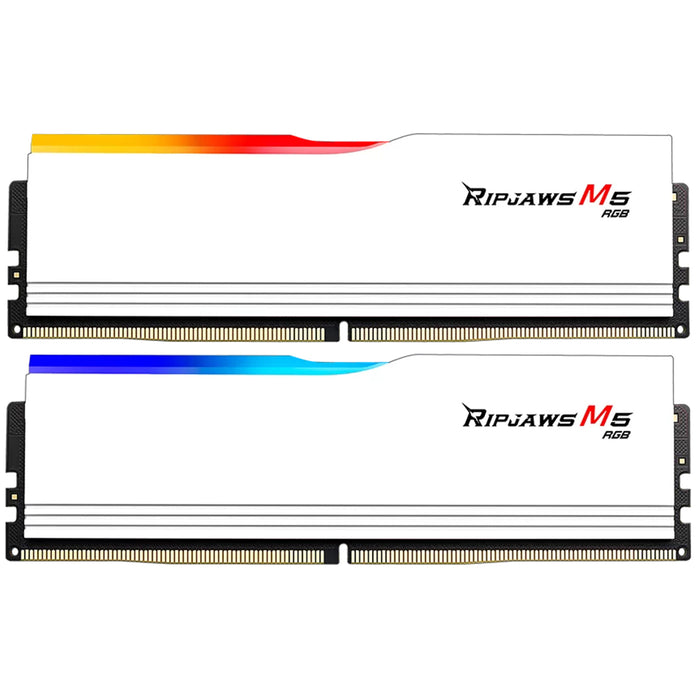 G.SKILL Ripjaws M5 RGB for Intel XMP 32GB 6400Mhz DDR5 Desktop RAM Kit - White 2x 16GB - 6400Mhz - CL32 - 1.4V - 32-39-39-102 - F5-6400J3239G16GX2-RM5RW