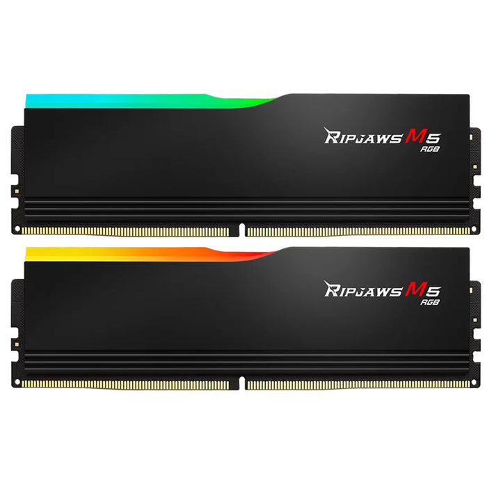 G.SKILL Ripjaws M5 RGB  for Intel XMP 32GB 6400Mhz DDR5 Desktop RAM Kit - Black 2x 16GB - 6400Mhz - CL32 - 1.4V - 32-39-39-102 -F5-6400J3239G16GX2-RM5RK