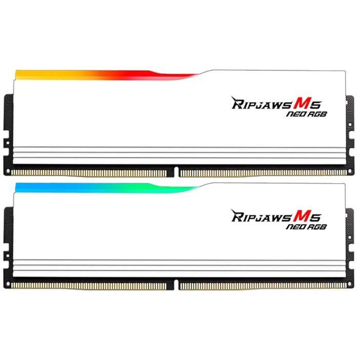 G.SKILL Ripjaws M5 Neo RGB EXPO/XMP 64GB 6000Mhz DDR5 Desktop RAM Kit - WHITE 2x 32GB - 6000Mhz - CL36 - 1.35V - 36-36-36-96 - F5-6000J3636F32GX2-RM5NRW for AMD EXPO / Intel XMP
