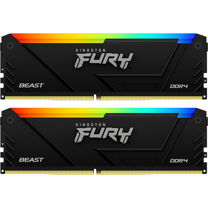 Kingston Fury RGB Beast 16GB DDR4 Desktop RAM Kit - Black 2x 8GB - 3200MHz - CL16 - Intel XMP / AMD Ryzen - KF432C16BBAK2/16