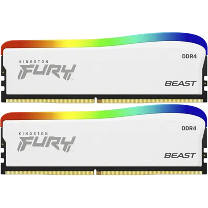 Kingston FURY Beast White 16GB (2x 8GB) 3200MT/s DDR4 CL16 DIMM RGB Memory KF432C16BWAK2/16