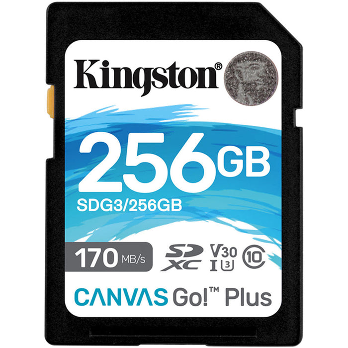 Kingston Canvas Go Plus SD Memory Card - 256GB UHS-I - Class 10 - U3 - V30 - Read up to 170MB/s - Write up to 90MB/s