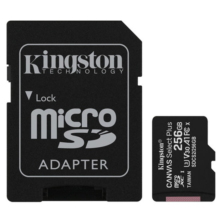 Kingston Canvas Select Plus microSDXC Memory Card - 256GB Includes SD Adapter - UHS-I - Class 10 - Read up to 100MB/s - Write up to 85MB/s