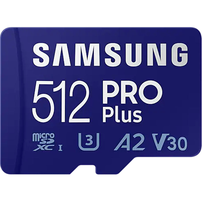 Samsung Pro PLUS microSDXC Memory Card - 512GB Includes Adapter - Read up to 180MB/s - Write up to 130MB/s