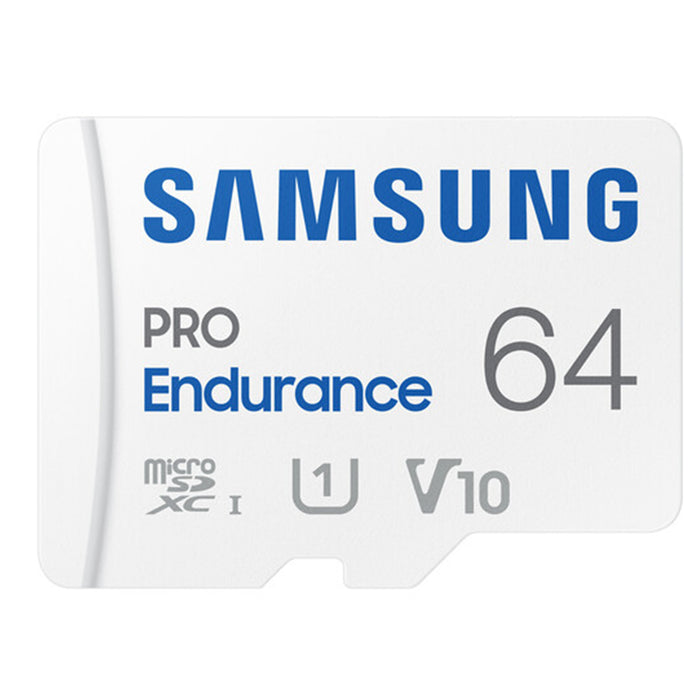 Samsung Pro Endurance microSDXC Memory Card - 64GB Includes Adapter - Read up to 100MB/s Read - Write up to 30MB/s - Perfect Fit for Surveillance (IP / Home / Network) Cam / Dash Cam / Body Cam / Other Always-on Applications