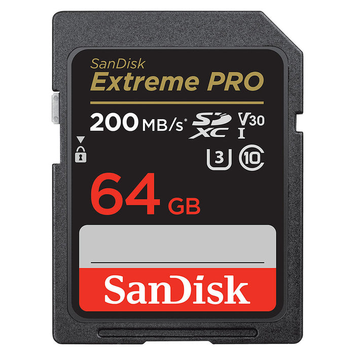 SanDisk Extreme Pro SDXC Memory Card - 64GB UHS-I - U3 - V30 - Read up to 200MB/S - Write up to 90MB/s - Ultra High Speed