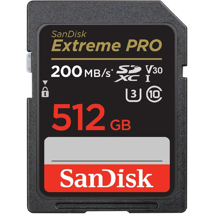 SanDisk Extreme Pro SDXC Memory Card - 512GB UHS-I - SDXXD - V30 - U3 - Class 10 - Read up to 200MB/s - Write up to 140MB/s - 4x6 Lifetime Limited