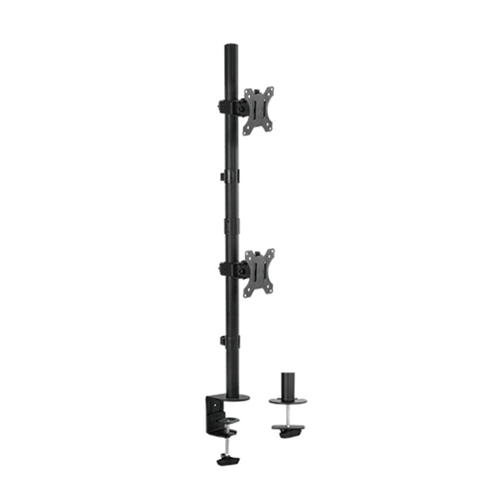 Brateck Lumi LDT12-C02V 13"-32" Dual Vertical       Monitor Mount. Rotate Tilt and Swivel. Supports VESA 75x75 & 100x100. Max Load: 16Kgs (8Kgs per) Height Adjustable Cable Management Clamp or Grommet inc.