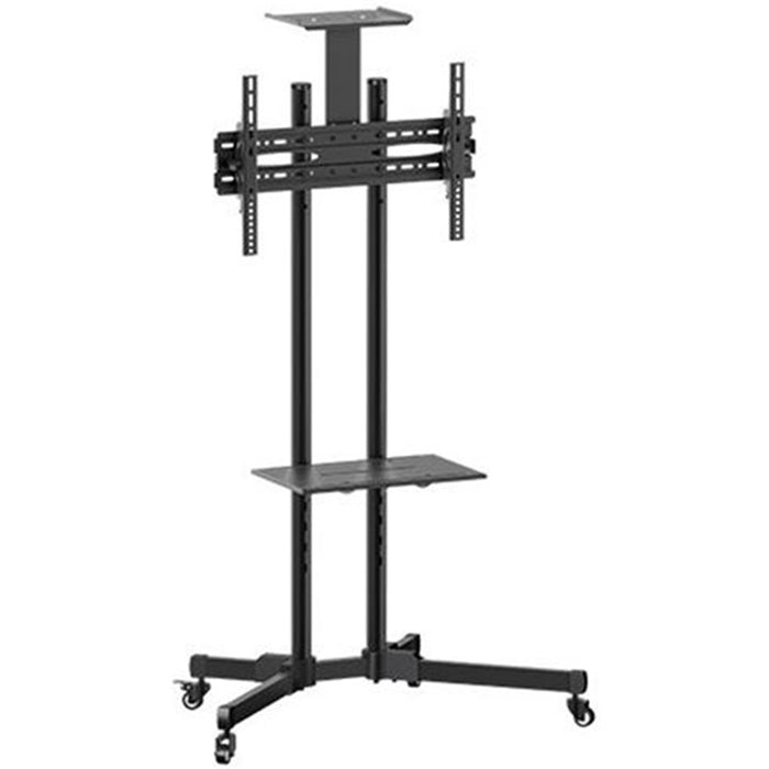 Brateck Lumi LCD-T1028B 32''-70'' Economy TV cart Stand Adjustable TV Height with metal shelf - Max VESA: 600x400 (70"+) Min VESA 200x200 (fits most 32") Tilt: -15~+15 - Max weight: 50kg - Shelf max weight 6kg