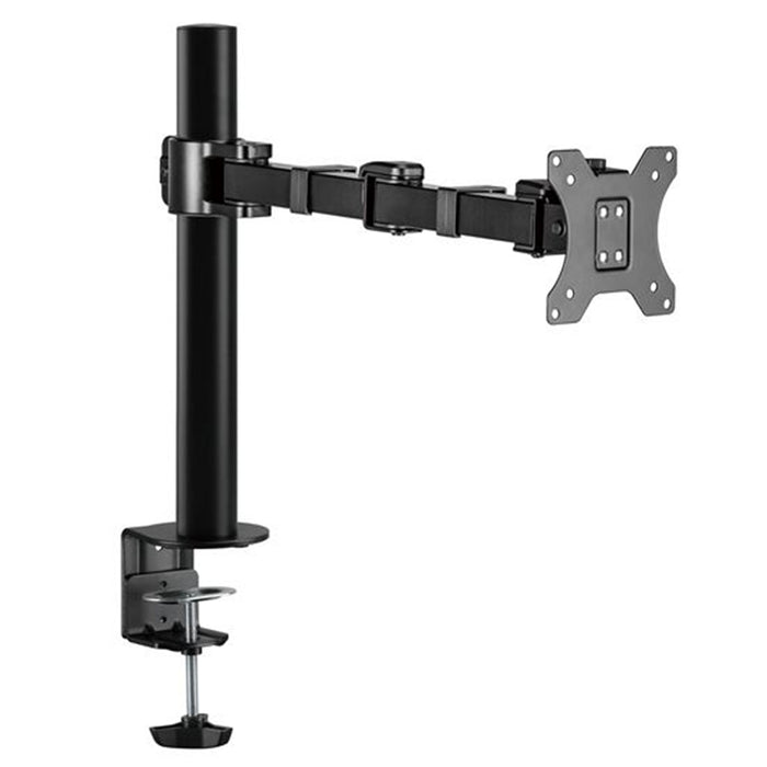 Brateck LDT33-C012 17"-32" Single Monitor Articulating Arm Max Load: 12kg VESA 75xx75 & 100x100. Extend Tilt and Swivel. Detachable VESA Plate Hidden Cable Management Matte Black