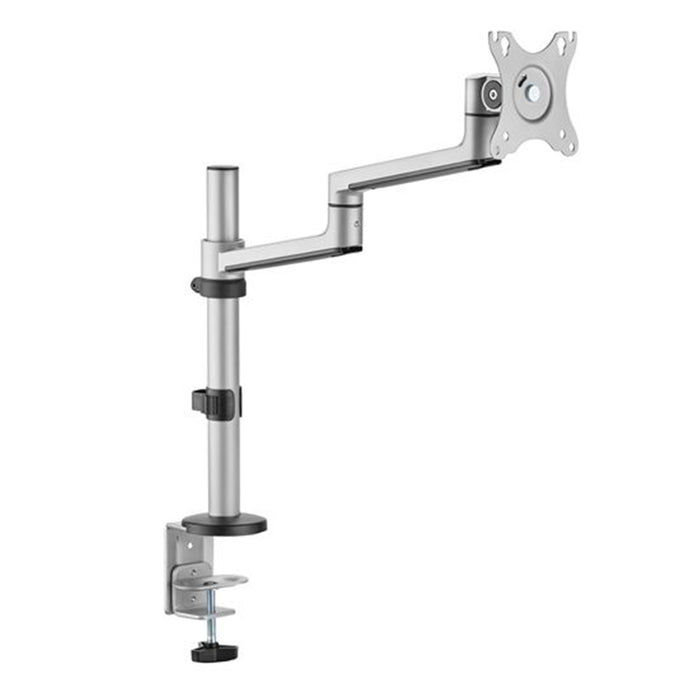 Brateck LDT72-C012 17"-32" Single Arm Premium Articulating Monitor Mount. Arm Extension 466mm Built-inCableManagement Detachable VESA Plate. Desk Clamp & Grommet Mounting Inc. Matte Grey Colour.