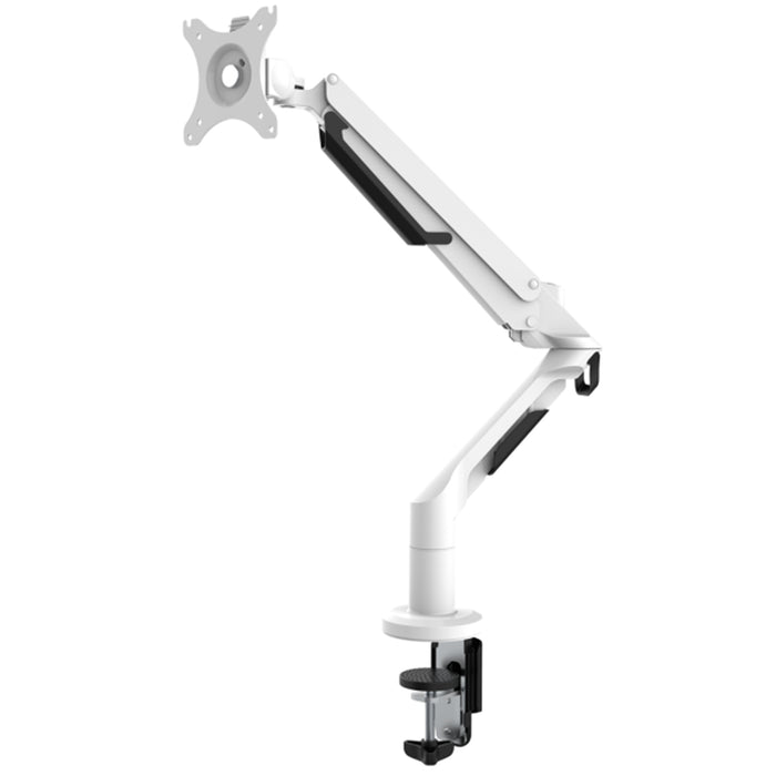 FlexiSpot 17"-36" Single Gas Spring Monitor Stand - Aluminum Arm - White - Swivel 180deg - Quick Release VESA Plate - VESA 75 & 100mm - Max Load 3-12 KG - Clamp Or Grommet Installation - 5 Years Warranty