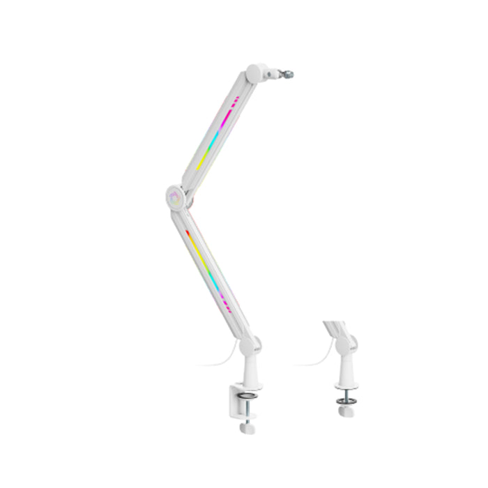 KONIC KMA-21L White Aura RGB  Microphone Arm Stand Desktop Mount - Included 3/8" or 5/8" Adaptors