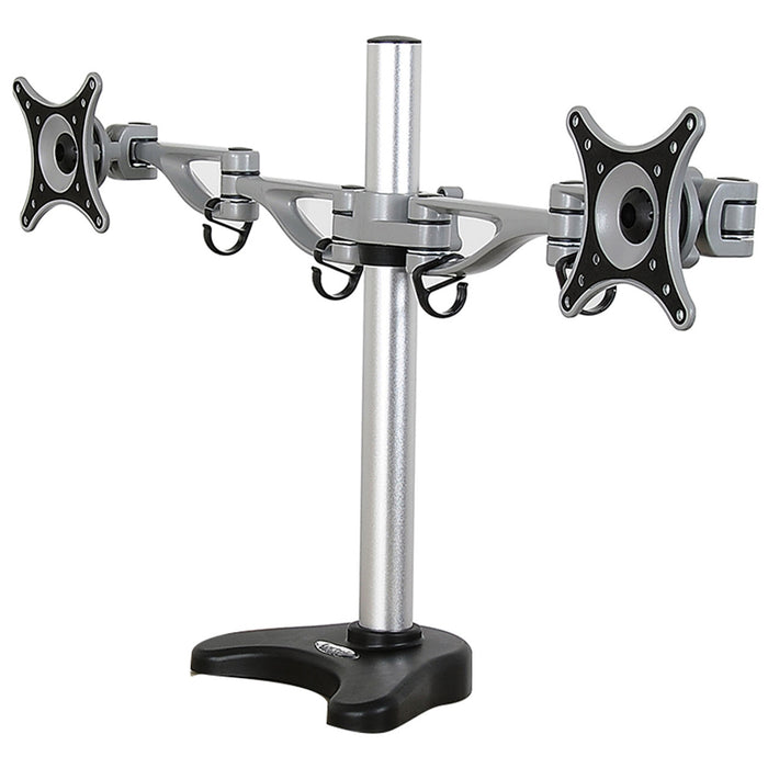 Loctek Eco Mount Dual Monitor 10"-27" Desk Mount Ergonomic Swivel 360deg Arm - Tilt 15deg - Max Load 8kg Per Arm - VESA 75 & 100mm - Lift 200-400mm - Clamp Or Grommet Installation - 5 Years Warranty