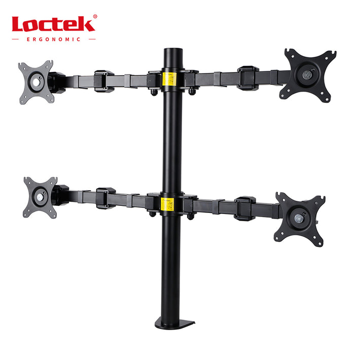 Loctek Eco Mount 10"-30" Quad Monitors Ergonomic Swivel Arm - VESA 75 & 100mm - Capacity 10KG - Adjust -85 -15deg - 5 Years Warranty