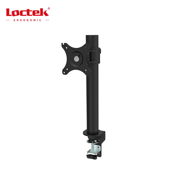 Loctek Eco Mount 10"-30" Single Monitor Stand - Steel Tube Arm - Black - VESA 75 & 100mm - Height Adjust 200-360mm - Max Load 10KG - Clamp Installation - 5 Years Warranty