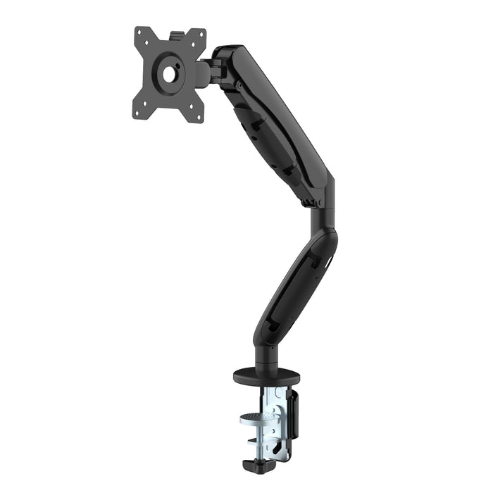 FlexiSpot 17"-32" Single Monitor Stand Aluminum Gas Spring Arm - Black - Swivel 180deg - With Quick Release VESA Plate - VESA 75 & 100mm - Load Capacity 3-12 KG - Clamp Or Grommet Installation - 5 Years Warranty