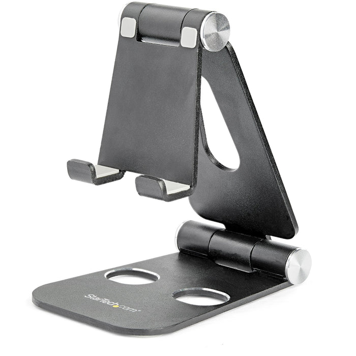 StarTech.com USPTLSTNDB Phone and Tablet Stand - Foldable Universal Mobile Device Holder for Smartphones & Tablets - Adjustable Multi-Angle Ergonomic Cell Phone Stand for Desk - Portable - Black